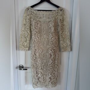 Tadashi Shoji Ivory Lace Long-Sleeve Sheath Dress